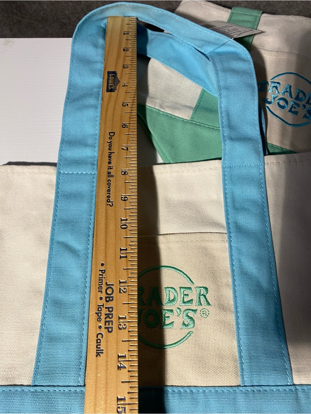 Trader Joe’s Mini Pastel Canvas Tote - Aqua and Mint - Picture 7 of 8